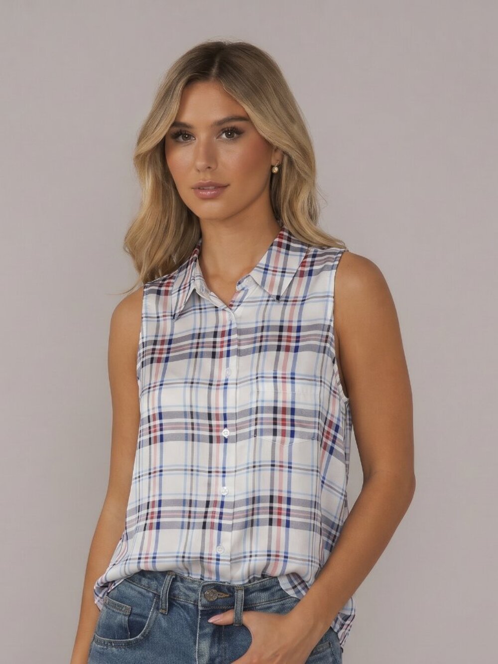 Equipment Femme Mina Plaid Silk Button Down Shirt